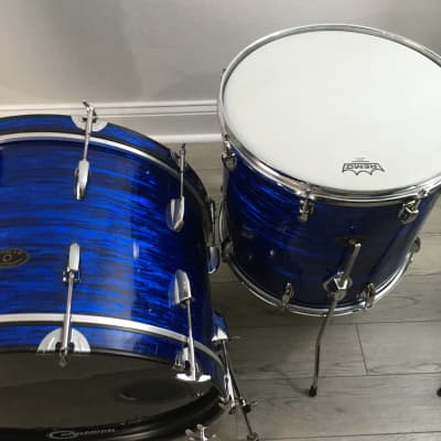 Vintage Apollo 3 Piece Drum Set 1970s Blue Oyster Pearl Completely Restored in USA Jazz Bop Kit 12/16/22 image 12