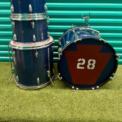 ⚡️Vintage Whitehall 4-Piece Drum Set 20" /12" / 13"/16" Made In Japan -Blue Sparkle⚡️ image 12