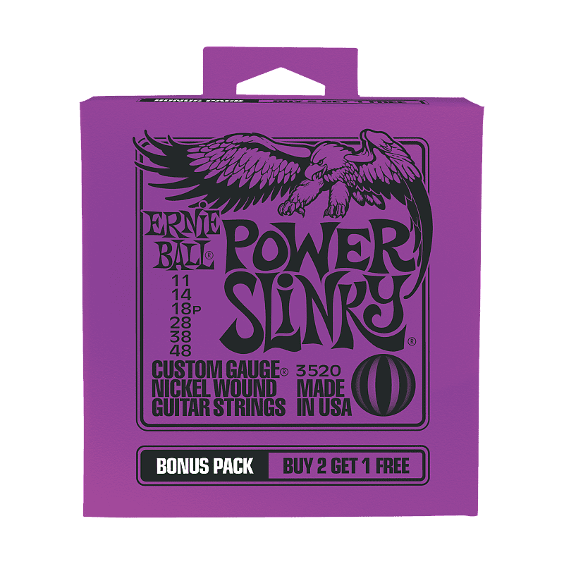 Ernie Ball P03520 Power Slinky Nickel Wound Electric Guitar Strings Bonus Pack image 1