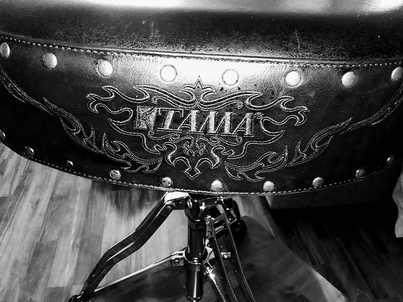 Tama 1st Chair - Embroidered drum throne. Chrome / Leather