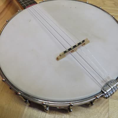 Unknown vintage tenor banjo birdseye maple image 2
