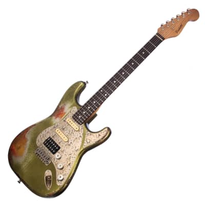 Paoletti Guitars Stratospheric Loft HSS - Distressed Firemist Lime - Ancient Reclaimed Chestnut Body, Hand Wound Pickups, Custom Boutique Electric - NEW! image 5