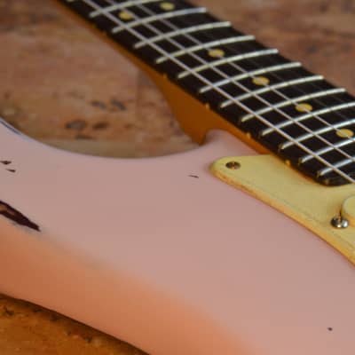 American Fender Stratocaster Standard  Shell Pink Over Candy Apple CS Fat 50's image 7