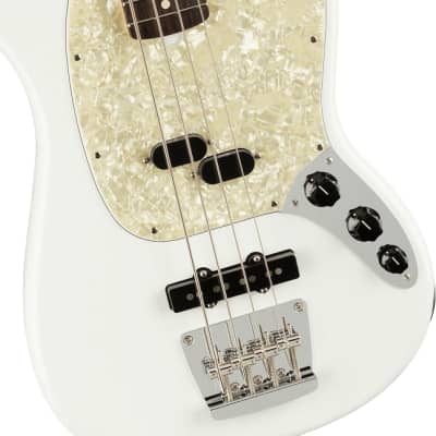Fender American Performer Mustang Bass. Rosewood FB, Arctic White image 5