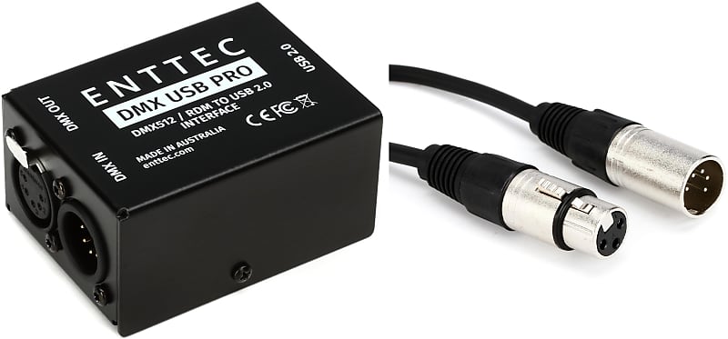 ENTTEC DMX USB Pro 512-Ch USB DMX Interface Bundle with Hosa DMX-106 Male  5-pin DMX to Female 3-pin DMX Adapter Cable - 6 inch