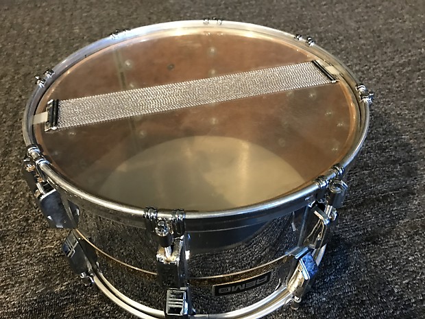Remo 8x14 Quadura Acousticon Snare Drum Chrome w/Gold Stripe Quick Release  Lugs 