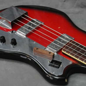 1960s-Jazz-Bass-Guitar-Red-Burst-Made-in-Japan-Teisco? with case image 7