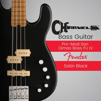 Charvel ProMod San Dimas PJ IV 4-String Bass Guitar (Satin Black) - Professional-grade Electric Bass with Precision-Jazz Pickup Configuration Bundle with Charvel Hardshell Case image 2