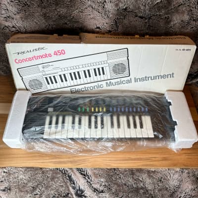 Realistic Concertmate 450 Casio SA-20 Radio Shack Clone Vintage 1990 Mini Keyboard / Drum Machine Synthesizer - Black IOB MIJ