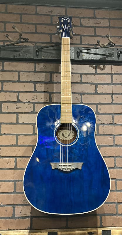 Dean AXS Dreadnought Quilt Ash Acoustic Guitar - Translucent Blue image 1