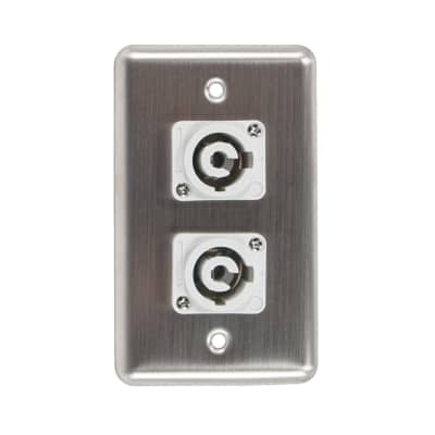 OSP D-2-2PCB Stainless Steel Duplex Wall Plate with 2 Powercon B Grey Connectors image 1