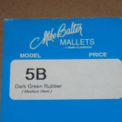 one pair new old stock A+ Mike Balter MB5B (5B) Medium Hard Keyboard Mallets - 1" diameter Oval Dark Green Rubber HEADS and Natural Birch HANDLES (for Marimba, Xylophone) mid to late 1990s (+ packaging) Unwound Series image 23