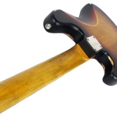 Vintage V74 Icon Fretless Bass Guitar in Distressed Sunset