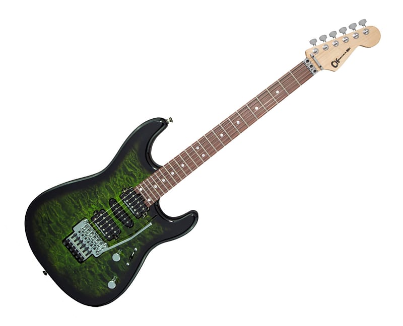 Used Charvel MJ San Dimas Style 1 HSH FR Guitar w/Quilt Top - Trans Green Burst image 1