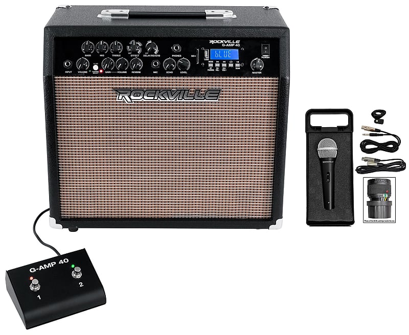 Rockville G-AMP 40 Guitar Amplifier Amp 10" Speaker/Bluetooth/USB/Footswitch+Mic image 1
