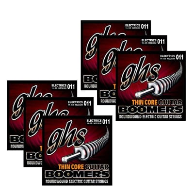 6-Pack GHS TC-GBM Thin Core Boomer Medium Electric Guitar Strings (11-50) for sale