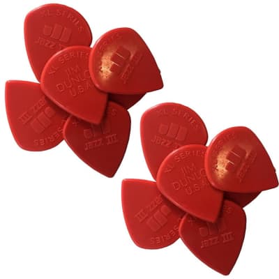Dunlop Guitar Picks 12 Pack Jazz XL 47PXLN Red Nylon Jazz
