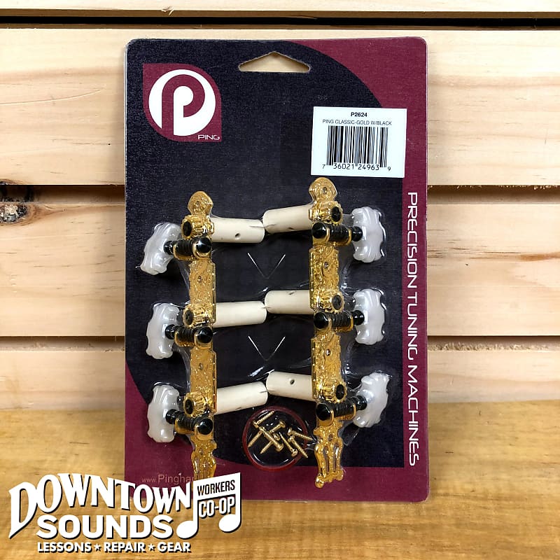 Ping P2624 Classic Butterfly Guitar Tuner Set Gold w/ Black Reverb