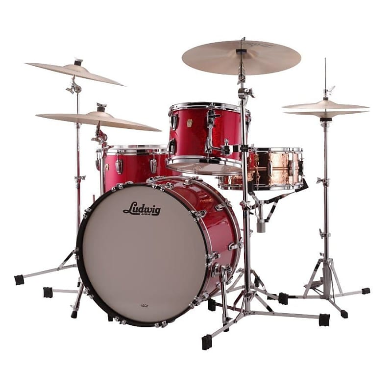 Ludwig Classic Maple Fab Drum Set Red Sparkle image 1