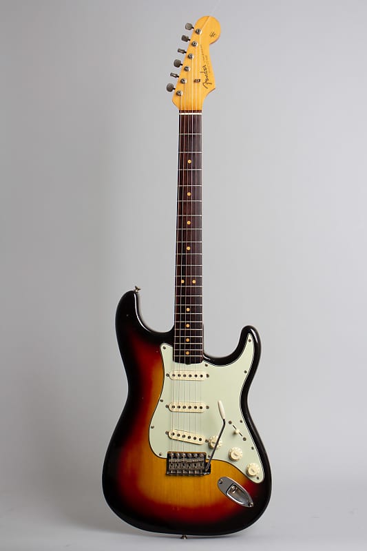 Fender  Stratocaster Solid Body Electric Guitar (1963), ser. #L20428, blonde tolex hard shell case. image 1