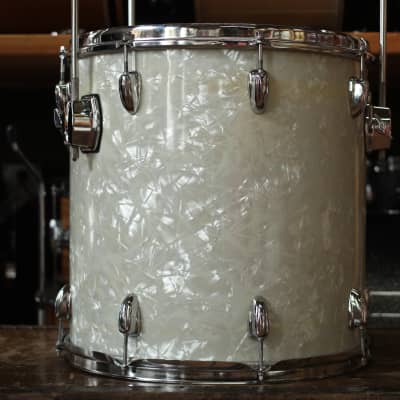 1970's Slingerland 'New Rock Outfit' in White Marine Pearl 14x22 16x16 9x13 8x12 image 13