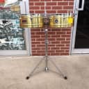 New 2019 Latin Percussion #1415-B All Brass Timbales=14'' and 15'' with LP stand