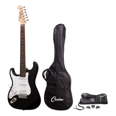 Casino ST-Style Left Handed Electric Guitar Set (Black) for sale
