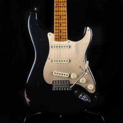 NAMM ltd Fender Fender Custom Shop '56 Stratocaster Roasted Relic Aged Black Electric Guitar 2020 - nitro lacquer finish for sale