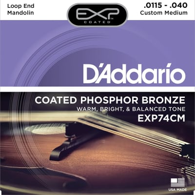 D'Addario EXP74CM Coated Phosphor Bronze Custom Medium Mandolin Strings 11.5-40 image 1