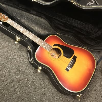 Morris LF-5 Tree of Life acoustic guitar in sunburst made in Japan 1980s in excellent condition with hard case . image 14