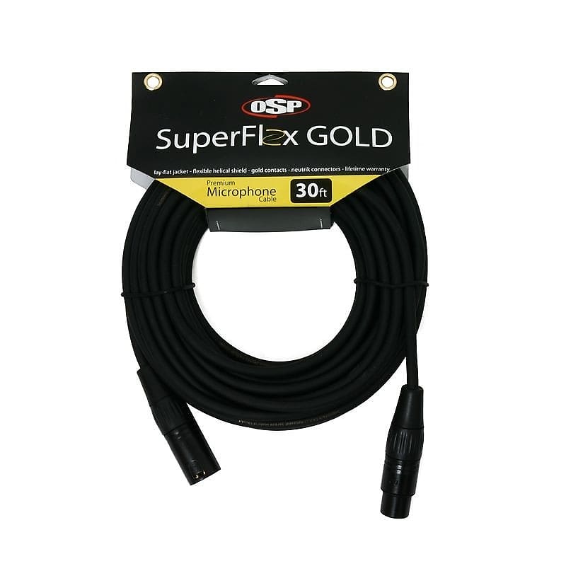 OSP 30' ft SuperFlex Premium XLR Microphone Mic Cable Gold Contacts image 1