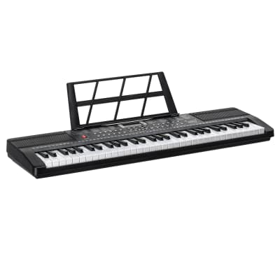 Glarry EP-110 61 Key Keyboard with Piano Stand, Piano Bench, Built In Speakers, Headphone, Microphone, Music Rest, LED Screen, 3 Teaching Modes for Beginners 2020s - Black image 16