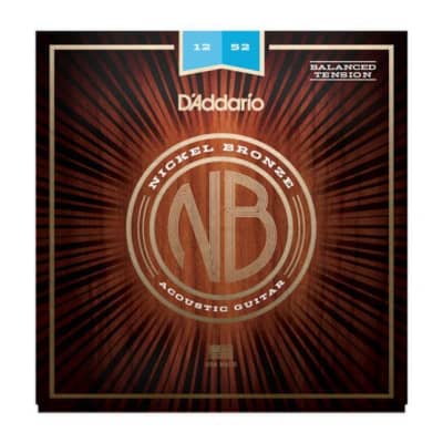 D'Addario NB1252BT Nickel Bronze Acoustic Guitar Strings, Balanced Tension Light image 1