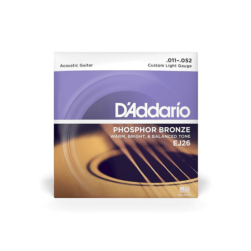 D'Addario EJ26 Phosphor Bronze Acoustic Strings, Custom Light 11-52 image 1