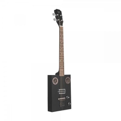 JN Guitars Cask Hogscoal 4-String Electric Acoustic Cigar Box Guitar, Black image 1