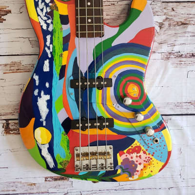 Handpainted Jack Bruce Psychedelic Hamer Bass Guitar | Reverb