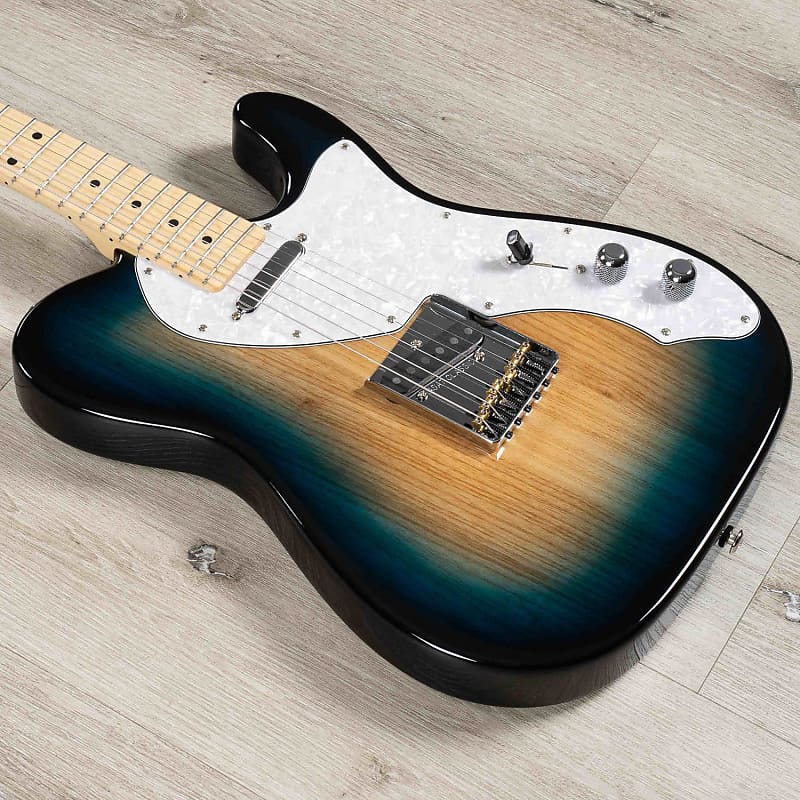Mint G&L USA Limited Run ASAT Classic Alnico Thinline Guitar, No F-Hole, Mako Blue image 1