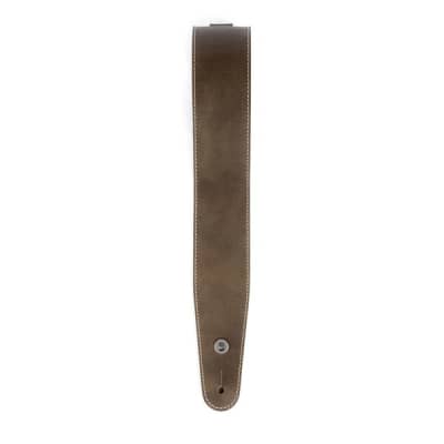 D'Addario Stonewashed Leather Guitar Strap with Contrast Stitch, Brown image 2