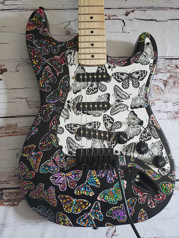 Eric Rifftone #212 Butterfly Handpainted Strat Style Electric Guitar image 1