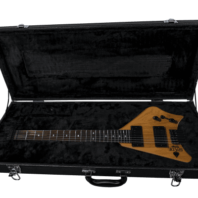 BootLegger Guitar Spade Gibson Scale 24.75 Headless Guitar With Case 2022 Honey Clear image 3