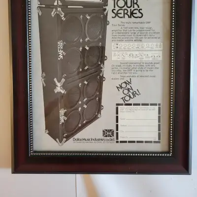 1975 Dallas Music Industries Promotional Ad Framed SMF Guitar Amp Stack Original for sale