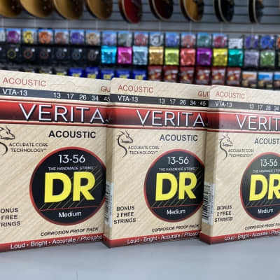 Lot of 3 sets DR VTA-13 Veritas Phosphor Bronze Acoustic Guitar Strings - Medium (13-56) image 1
