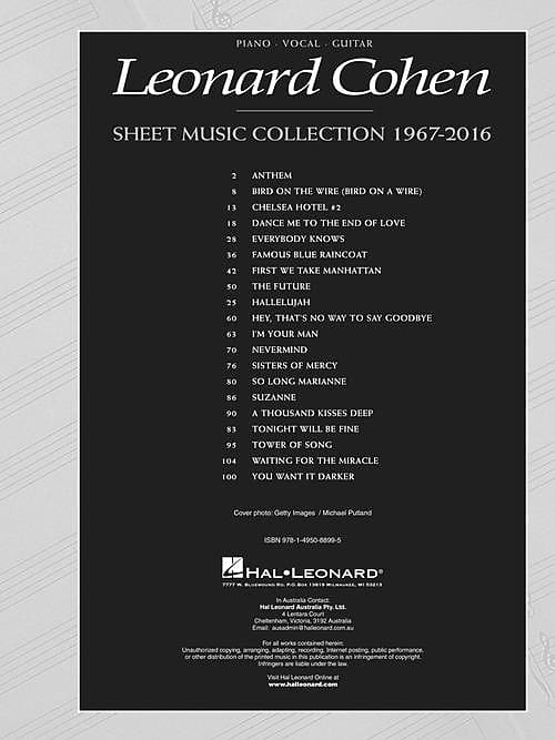 Leonard Cohen Sheet Music Collection 19672016 Reverb