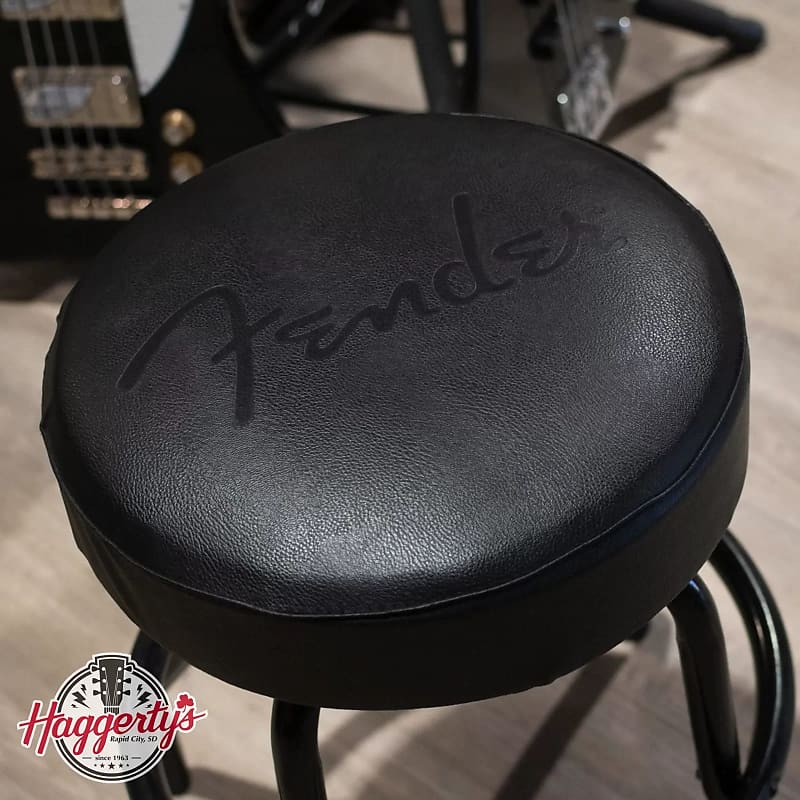 Fender Embossed Black Logo Barstool, Black/Black, 24