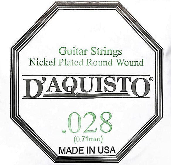 Three (3) - .028 Nickel Roundwound - D'Aquisto - Electric / Acoustic Guitar Strings image 1
