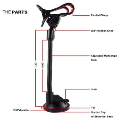 Smart Phone Smartphone Holder Mount Clip Suction Cup for Acoustic Electric Classical Guitar image 6