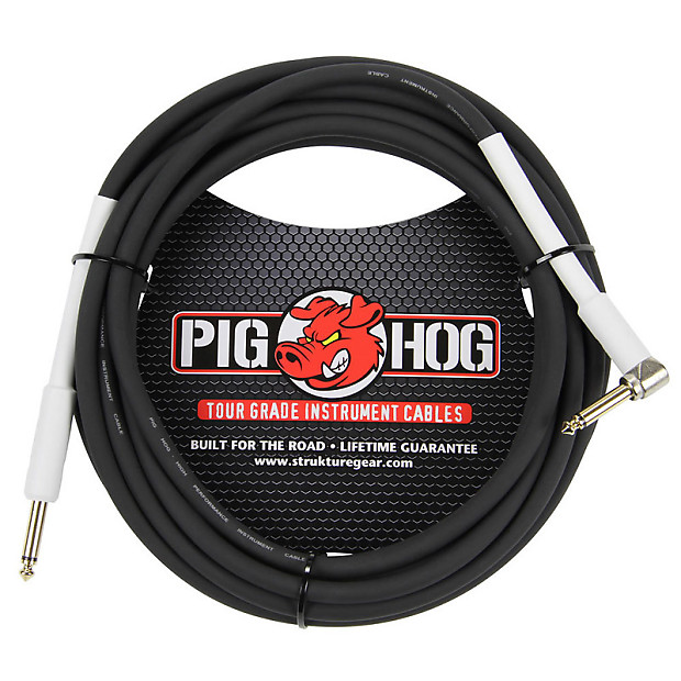 Pig Hog PH186R 1/4" TS Straight to Right-Angle Instrument/Guitar Cable image 1