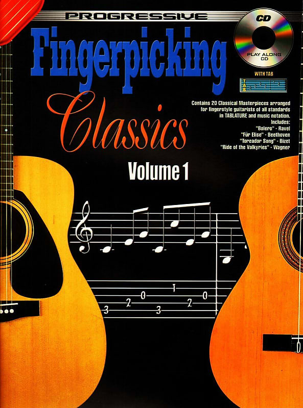 Learn How To Play Guitar - Fingerpicking Classics Vol 1 - Music Book & CD - G7 X- image 1