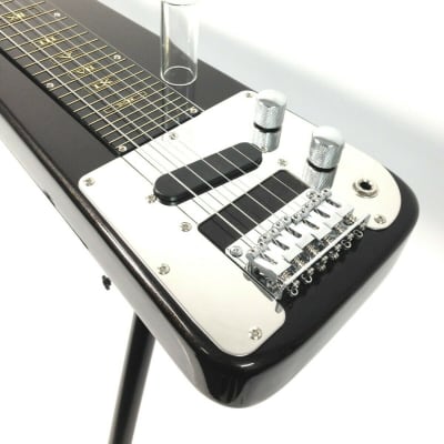 Haze HSLT1930MBK Lap steeL with stand, glass Tone Bar, tuner, extra string and picks image 6