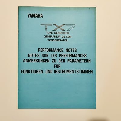 Yamaha TX7 - Performance Notes
